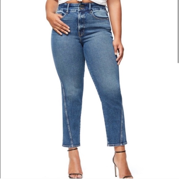 Good American Denim - Good American Stretch Twist Seam Jean in Med Wash - Size 16